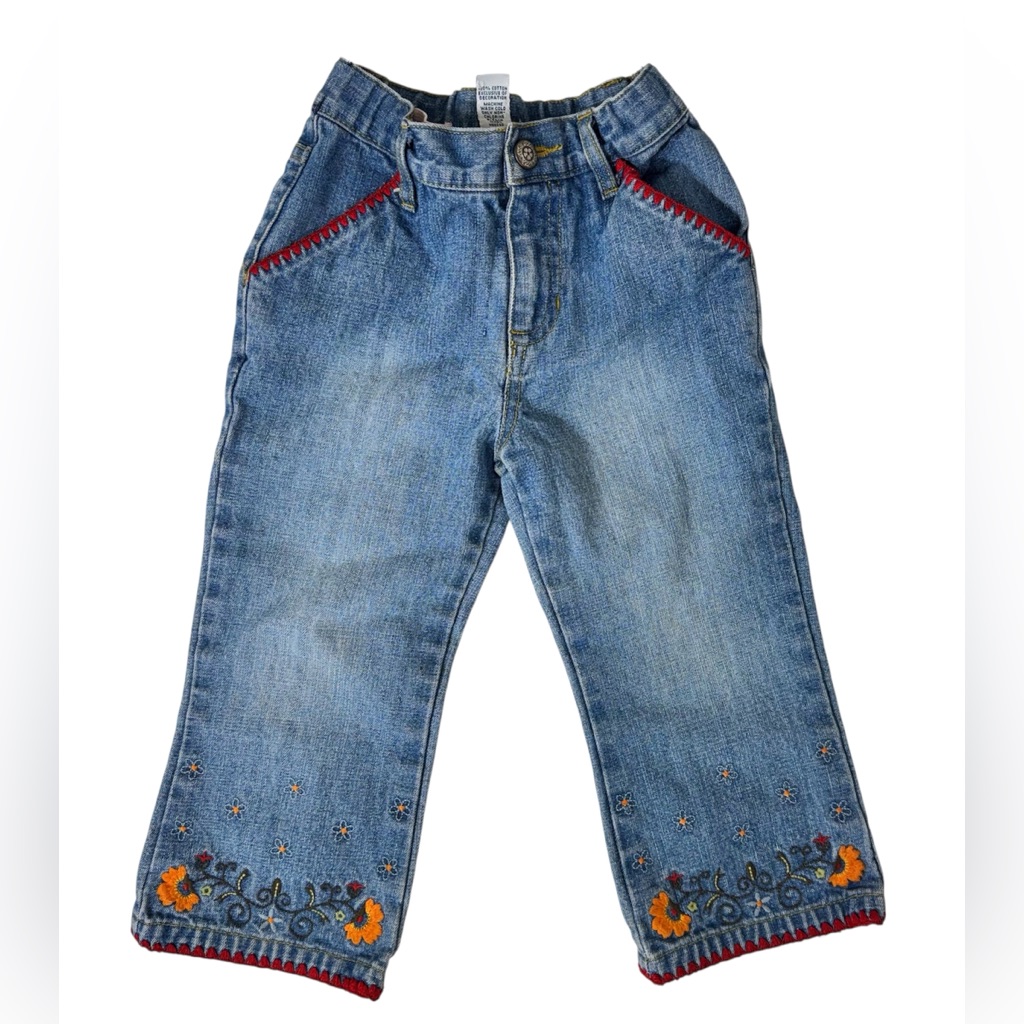 Baby Gap Blue Jeans With Floral Embroidery Y2k | Toddler 2t